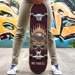 Skate Nome Personalizado dos Rosas de Astronautas de Fla<br><div class="desc">Quadro de skate de Rosas de astronauta de retroiluminação com nome personalizado</div>