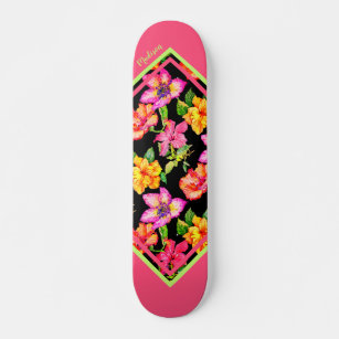 Skate Nome Personalizado Floral Moderno Colorido