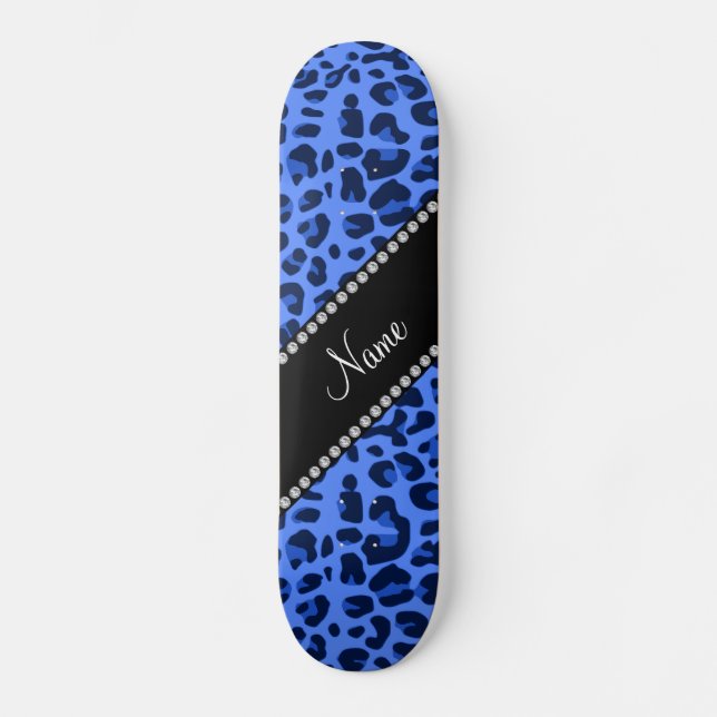 Skate Nome personalizado impressão leopardo azul (Frente)