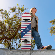 Nome Personalizado - Minimalista Vermelho e Azul -