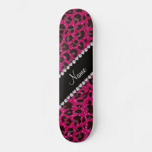 Skate Nome personalizado neon hot pink glitter impressão