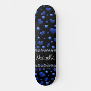 Skate Nome personalizado, padrão de brilho cardíaco azul