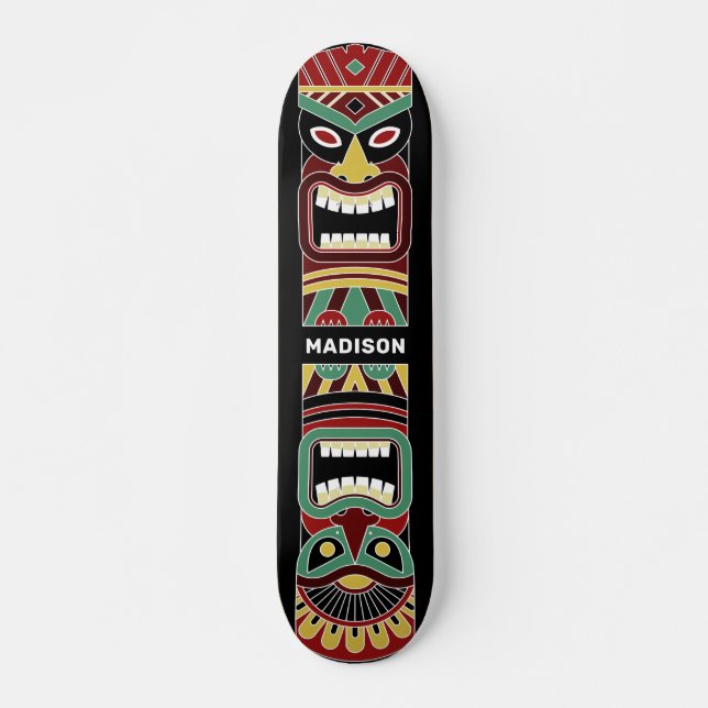 Skate Nome personalizado Tiki Totem legal (Frente)