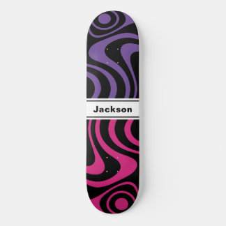 Skate Nome Personalizado Trippy Ondulado 70s Retro Roxo