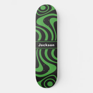 Skate Nome Personalizado Trippy Ondulado 70s Retro Verde