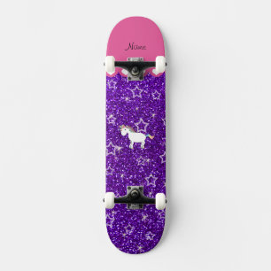 Skate Nome personalizado unicorn índigo roxo estrelas de