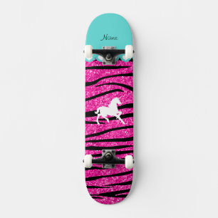 Skate Nomes de listras de zebra brancas, cor-de-rosa-que