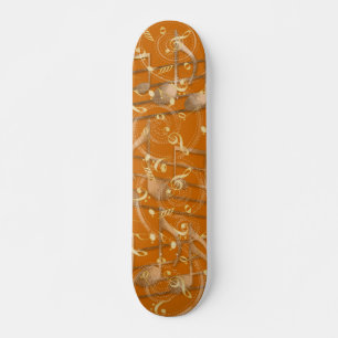 Skate Notas de música artística em laranja ferrugem skat