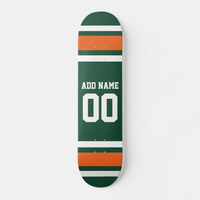 Skate Número de Nome Personalizado de Faixa Branca Verde (Frente)