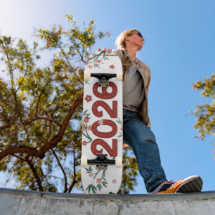 Skate Números de Bambu 2026 com Flor de Cerejeira