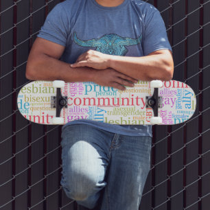 Skate nuvem de palavras da comunidade LGBTQ+ arco-íris d