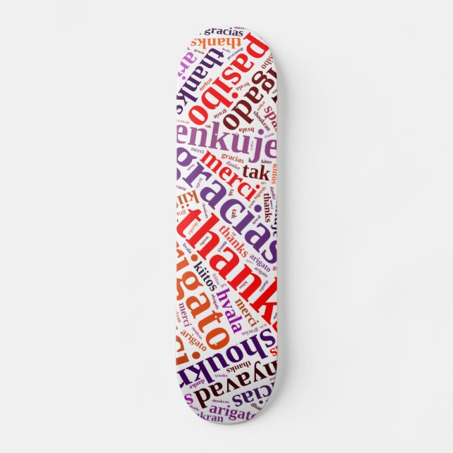 Skate nuvem de palavras de obrigados (Frente)