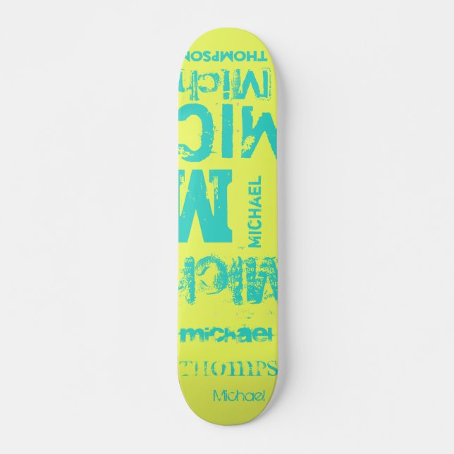 Skate Nuvem de Palavras de Tipografia Grunge Turquesa e  (Frente)