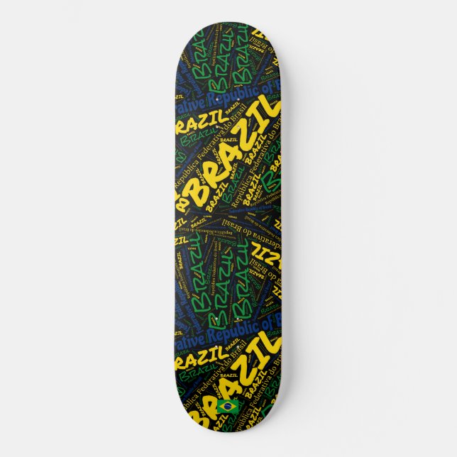 Skate Nuvem de palavras Orgulho Nacional Brasileiro (Frente)