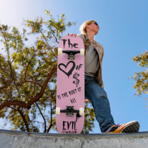 Skate O Amor pelo Dinheiro Doodle Rosa Malvado