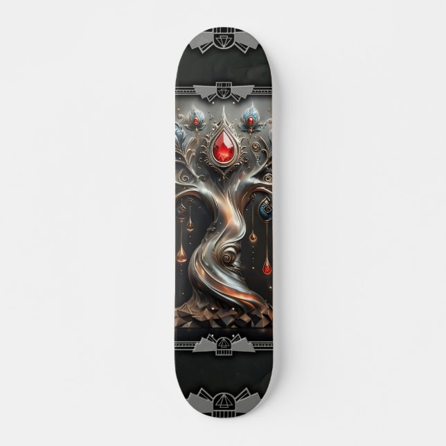 Skate O desenho da Árvore da Vida em Art Déco. (Frente)
