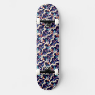 Skate Oceano Ondas Mar - Padrão de Abstrato japonês