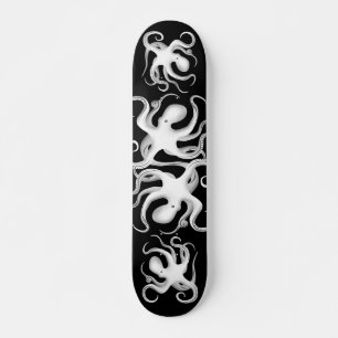 Skate Octopus de arte vetorial branco e preto