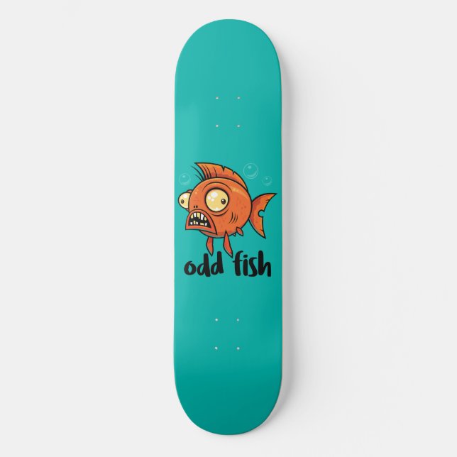 Skate Odd Fish Quirky Funny Orange Goldfish Cartoon (Frente)