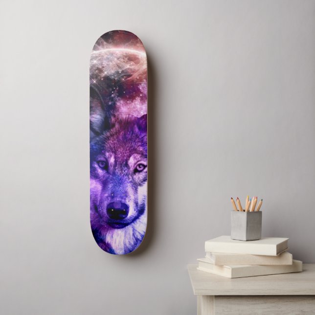Skate Olá na Lua com o nosso Lobo da Noite Galáxia (Arte de parede)