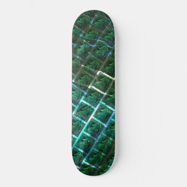 Skate 'Olhos com moldura esverdeada', arranhões e grade  (Frente)