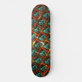 Skate "Olhos de moldura" azuis, quadrados, arranhados ou