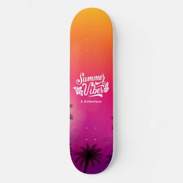 Skate Ombre Tropical Summer Vibe Nome Personalizado (Frente)