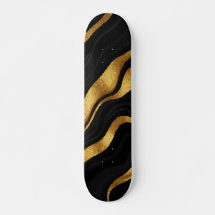 Skate Onda Abstrata Preta e Dourada