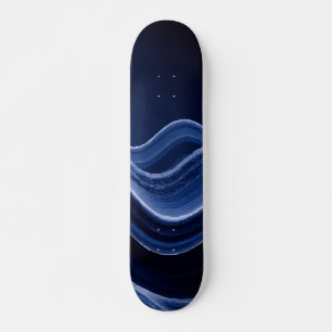 Skate Onda Azul Escura Design Abstrato Minimalista