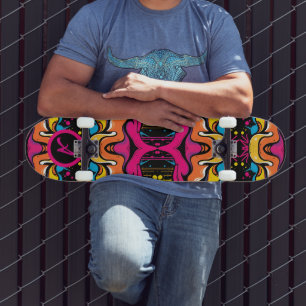 Skate Onda Neon Psicodélica Padrão Sem Costura