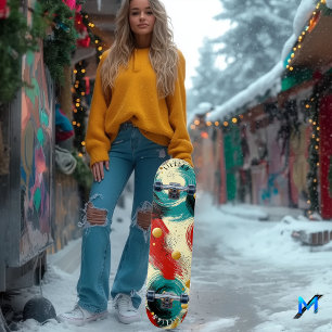 Skate Ondas Abstratas Dinâmicas com Texturas Ousadas