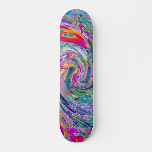 Skate Ondas de Cores Psicodélicas Florais Abstratas em A (Frente)