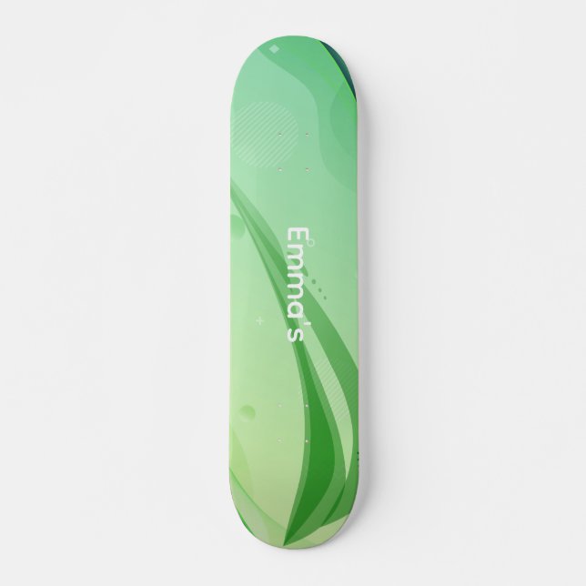 Skate Ondas de Fluido Verde Abstrato Moderno & Grap Geom (Frente)