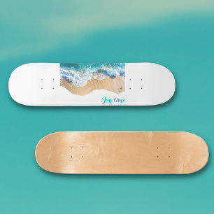 Skate Ondas do Oceano com Nome Personalizado na Praia