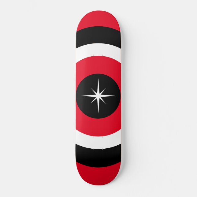 Skate Ondas modernas em preto, vermelho e branco  (Frente)