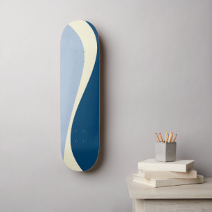 Skate Ondas Simples 2 em Azul Escuro, Azul Claro e Creme