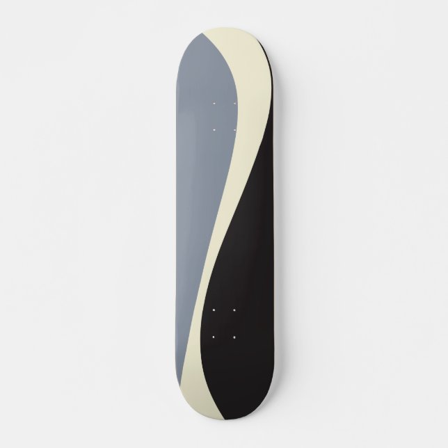 Skate Ondas Simples 2 em Preto, Cinza e Creme (Frente)