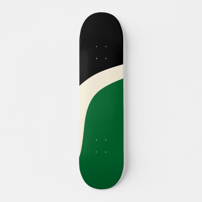 Skate Ondas simples 3 em verde, creme e preto (Frente)