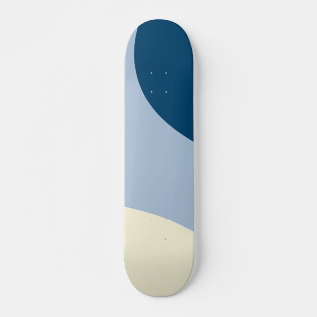 Skate Ondas Simples - Azul Escuro, Azul Claro e Creme (Frente)