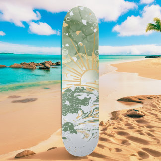 Skate Ondas Verde e Douradas do Mar Marble Sea