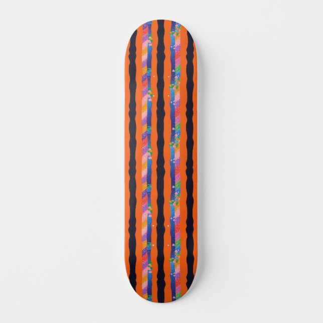 Skate Orange Floral Wavy Stripe Pattern (Frente)