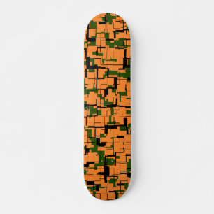 Skate Orange Green Black Digital Camo Pattern
