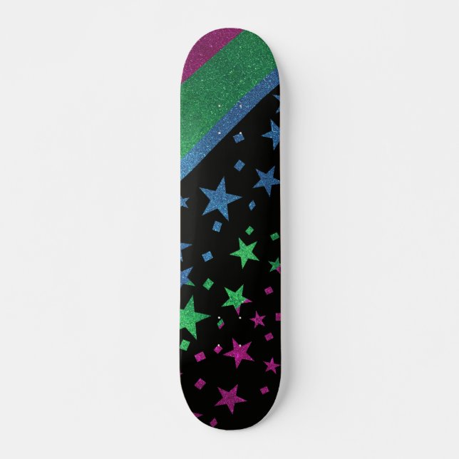 Skate Orgulho gay de Starry Sinalizador Sparkly Polisexu (Frente)