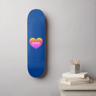 Skate Orgulho gay LGBTQ Rainbow Heart Love Blue