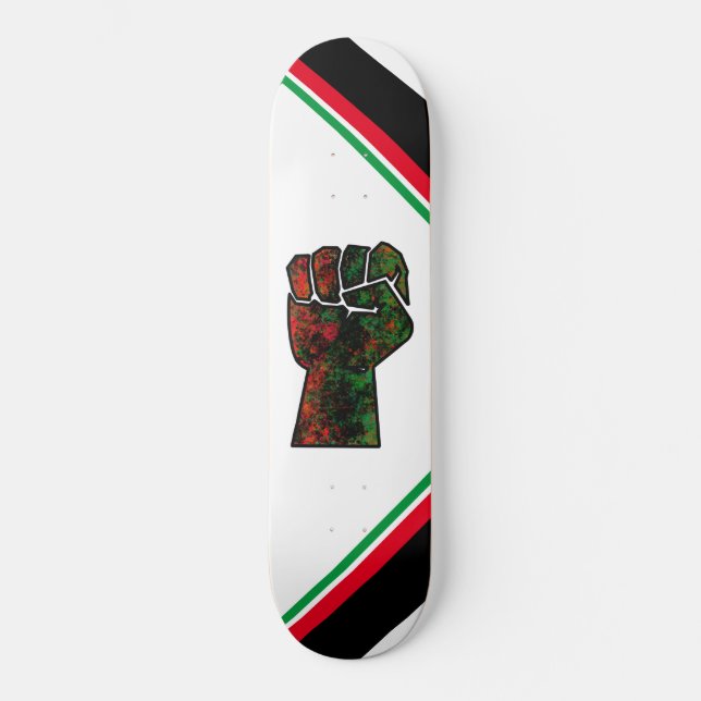Skate orgulho negro punho vermelho verde bandeira pan-af (Frente)
