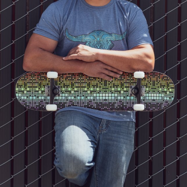 Skate Orgulho Neurogênero Geométrico Groovy Funky Retro  (Ao ar livre 3)