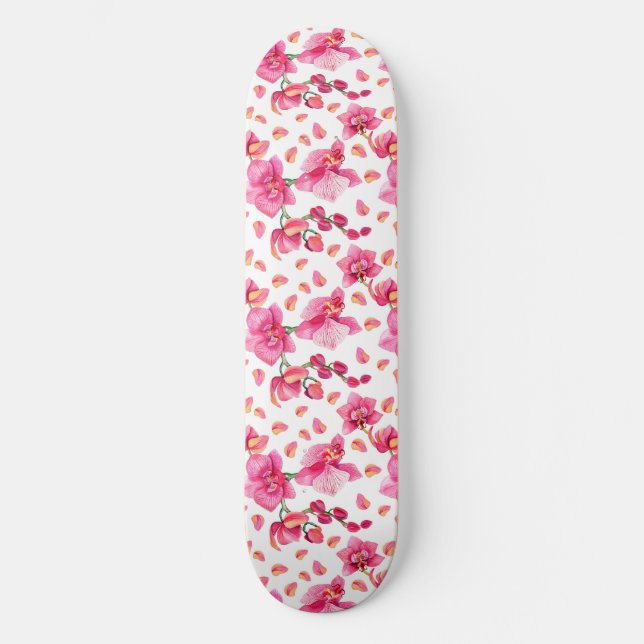 Skate Orquídeas de Aquarela Design 2 (Frente)
