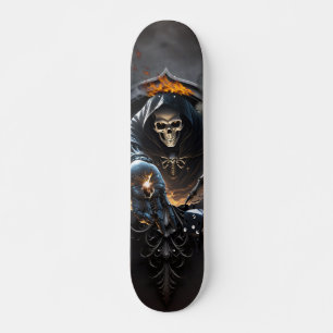Skate Ossos e magia, esqueleto com dados místicos.