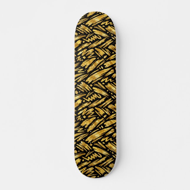 Skate Padrão Abstrato de Folha de Ouro (Frente)