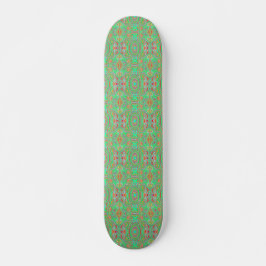 Skate Padrão Abstrato Laranja e Verde Lima Retrô